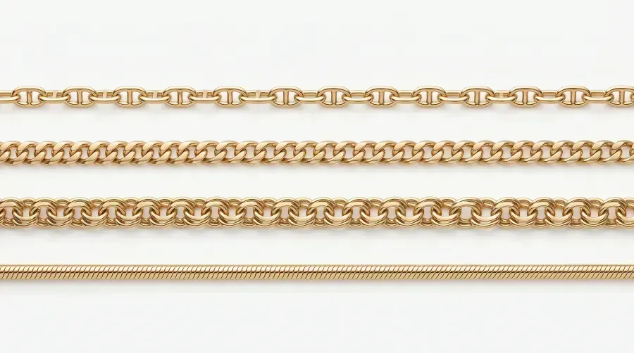 Guia de tipos de cadenas: eslabon, barbada, serpiente