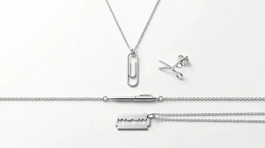 Joyas de oficina y humor corporativo: clips, tijeras, bolígrafos