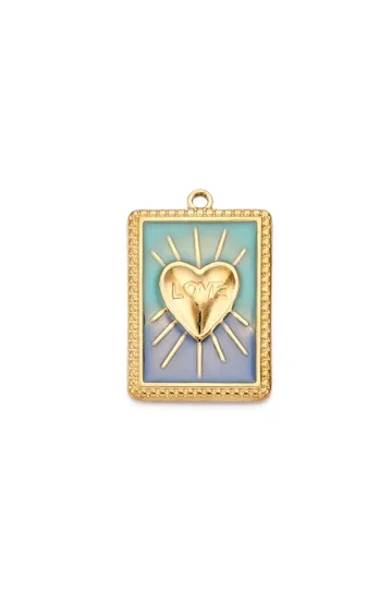 COLGANTE RECTANGULAR CORAZÓN LOVE VERDE PERLADO 1
